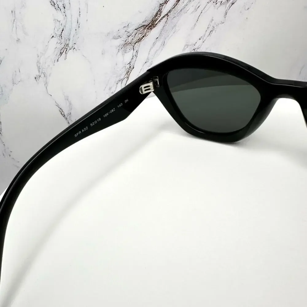 New PRADA Sunglasses Black Butterfly Cat Eye Logo Symbole Logo New - Picture 8 of 16